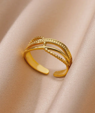 Gouden Ringen Dames - Roestvrij Staal Chunky Open Ringen Vintage Geometrisch Design