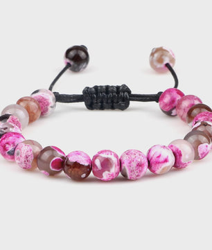 Verstelbare Natuursteen Armband - 8mm Agate & Onyx Kralen voor Mannen en Vrouwen