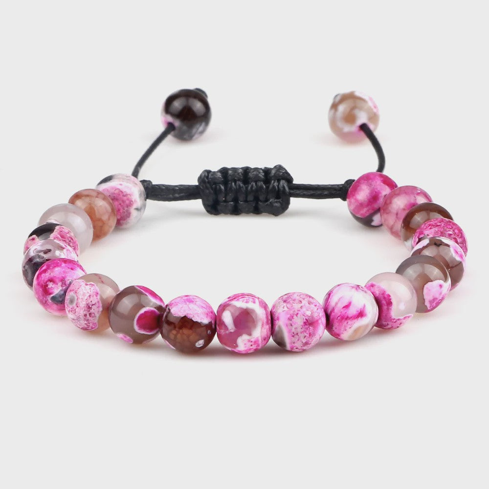 Verstelbare Natuursteen Armband - 8mm Agate & Onyx Kralen voor Mannen en Vrouwen