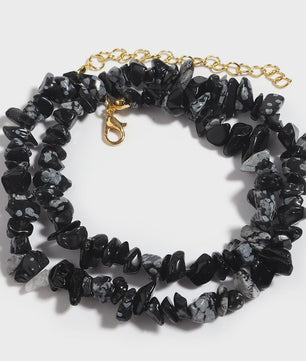 Unieke Natuursteen Choker Ketting - Onregelmatige Kristal & Aquamarijn Chips