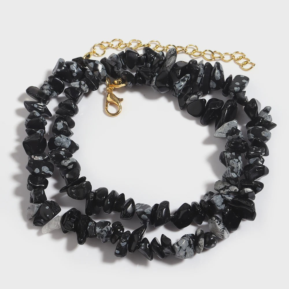Unieke Natuursteen Choker Ketting - Onregelmatige Kristal & Aquamarijn Chips
