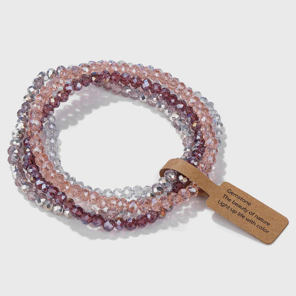 Set van 4 Kristallen Kralen Armbanden - Kleurrijk & Elegant