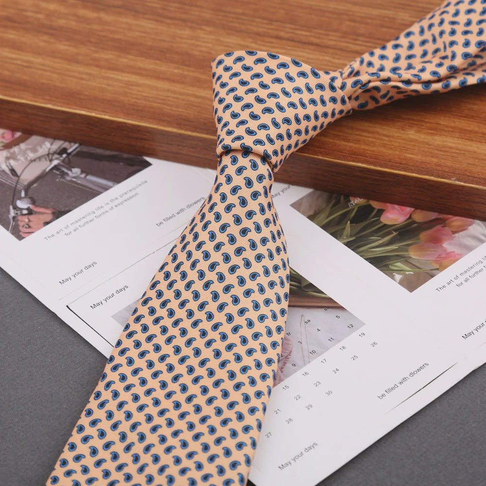 Klassieke Heren Strikdas - Imitatie Zijde met Polka Dot & Bloemendessin