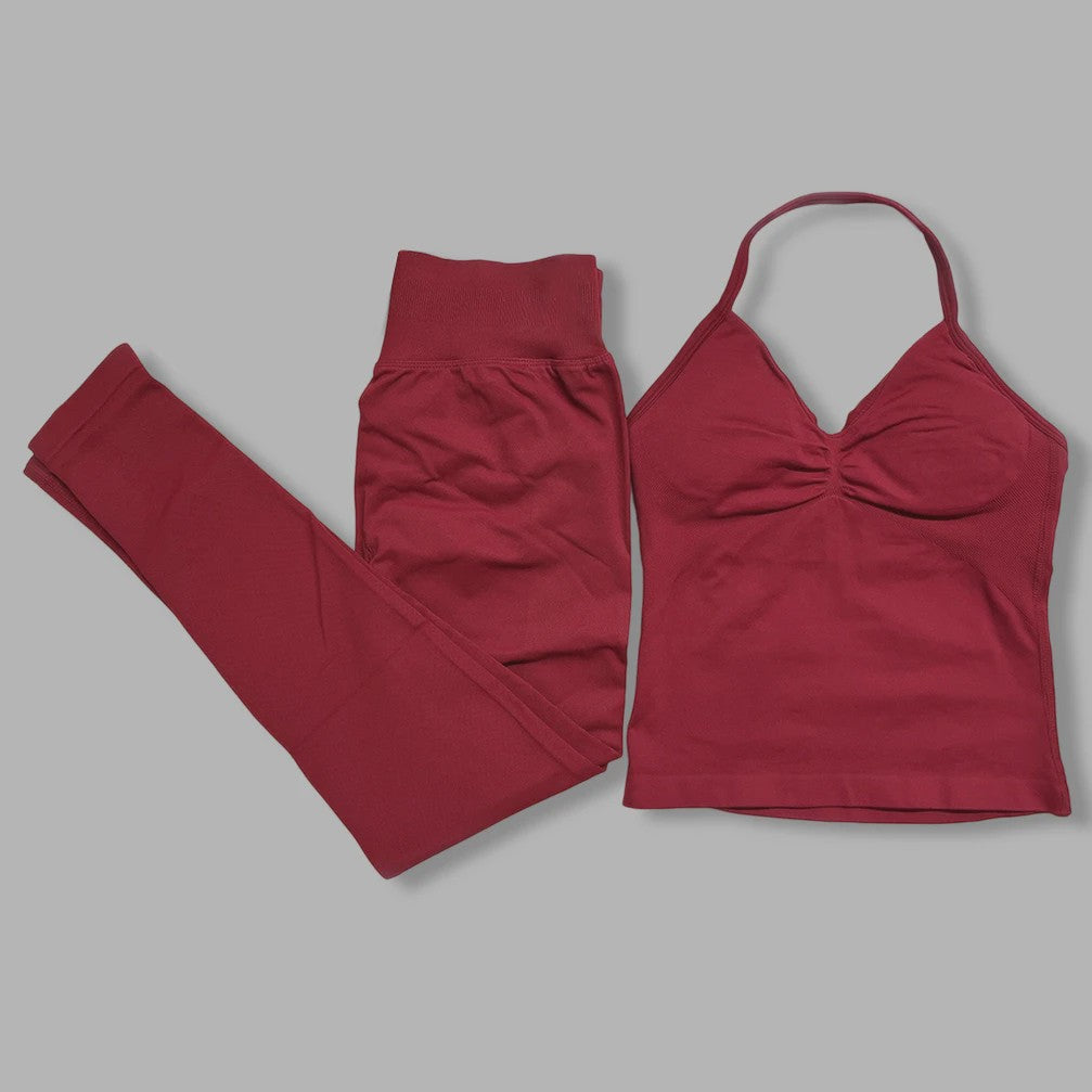 Dames Sportset: Backless Tanktop & Scrunch Seamless Legging