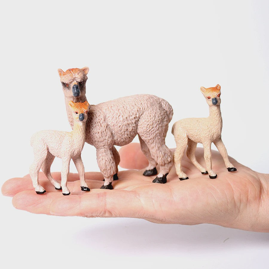 Realistische Alpaca & Kameel Figuren Set - Handgeschilderd, Educatief Speelgoed