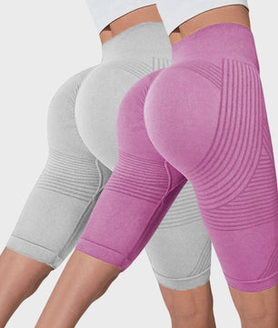 2-Pack Seamless High-Waisted Yoga Shorts met Push-Up Effect - Perfect voor Fitness & Training