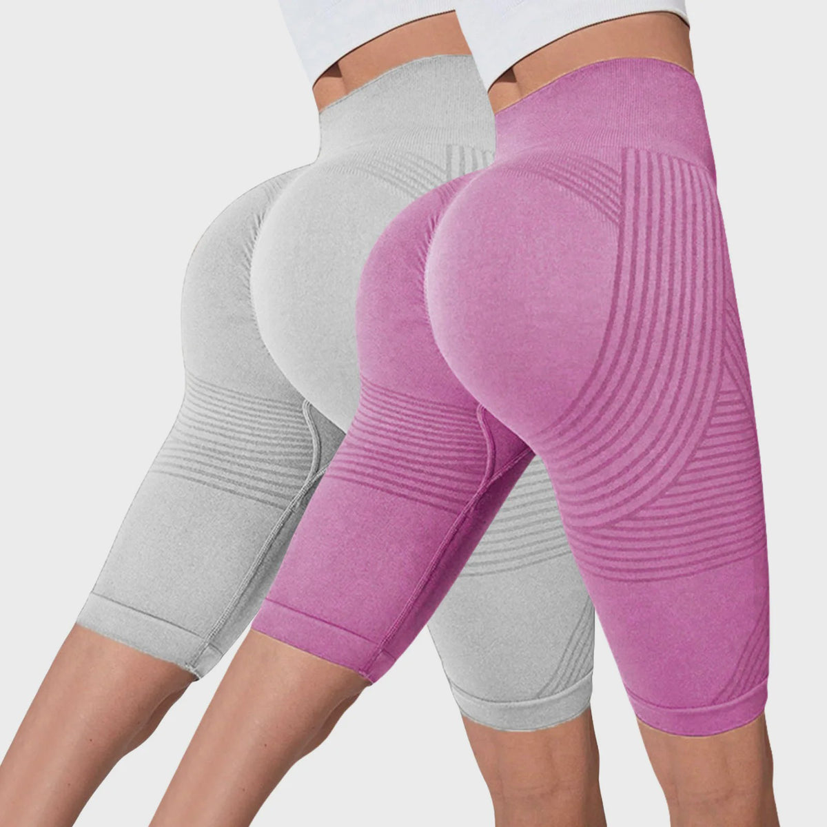 2-Pack Seamless High-Waisted Yoga Shorts met Push-Up Effect - Perfect voor Fitness & Training