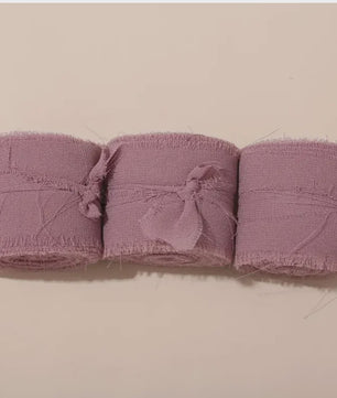 Handgemaakte Satijn Chiffon Lint Set - 3 Rollen van 5m met Rafeleffect voor Bruiloft, Cadeau & DIY Decoratie