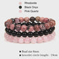 Set van 3 Natuursteen Armbanden: Rozenkwarts, Obsidiaan & Tijgeroog