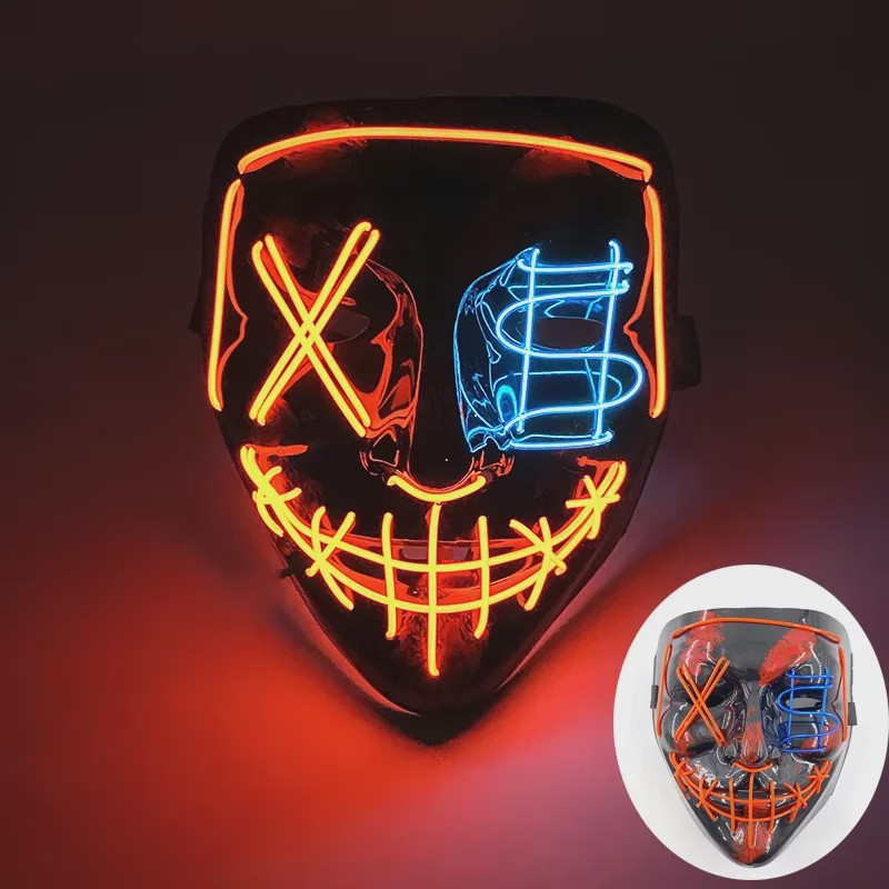 Verlicht LED Neon Purge Masker met Fiber Optic Handschoenen - Halloween & Feest