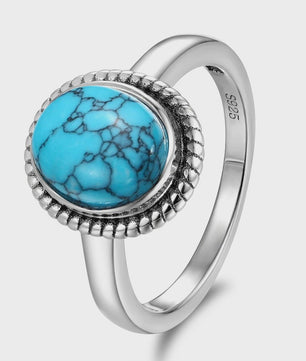 S925 Zilveren Ring met Ovaal Natuurlijke Turkoois - Fijne Sieraden voor Dames en Heren