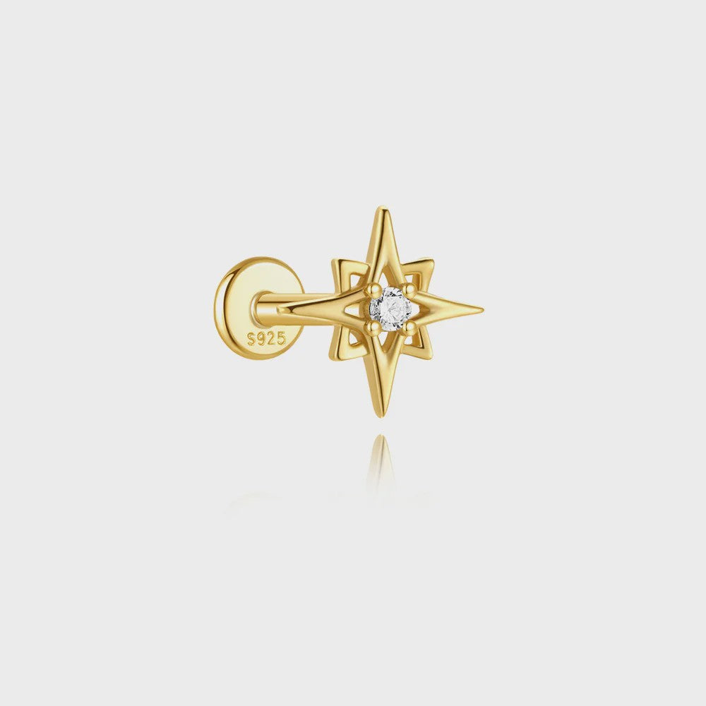 925 Sterling Zilveren Kolibrie Oorbellen Dames - 18K Goudkleurig Platte Achterkant Studs