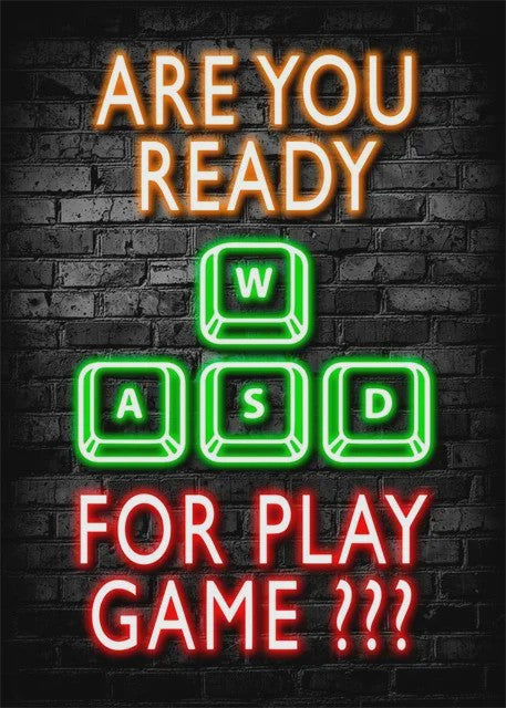 Gaming Neon Canvas Poster: Eat Sleep Game Repeat - Decoratie voor Gamer Kamer