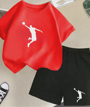 Kinder T-shirt en Short Set - Zomer Sportieve Mode met Grafische Print