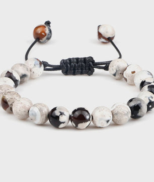 Verstelbare Natuursteen Armband - 8mm Agate & Onyx Kralen voor Mannen en Vrouwen