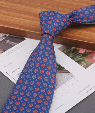 Klassieke Heren Strikdas - Imitatie Zijde met Polka Dot & Bloemendessin