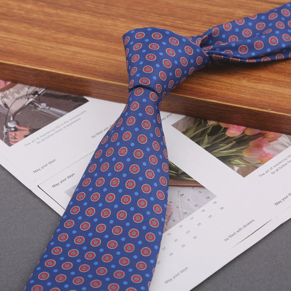 Klassieke Heren Strikdas - Imitatie Zijde met Polka Dot & Bloemendessin
