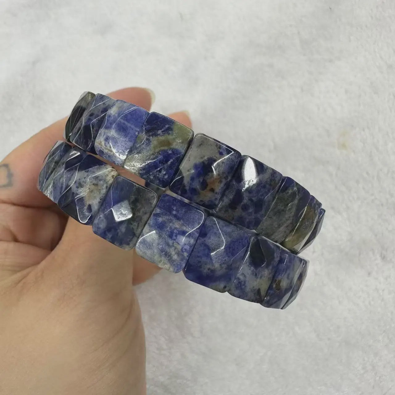 Natuurlijke Edelsteen Armband - Fluoriet & Citrien Vierkante Kralen