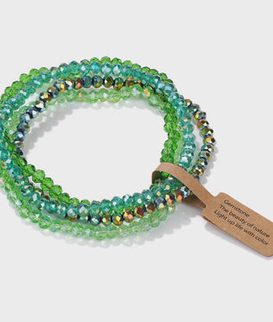 Set van 4 Kristallen Kralen Armbanden - Kleurrijk & Elegant