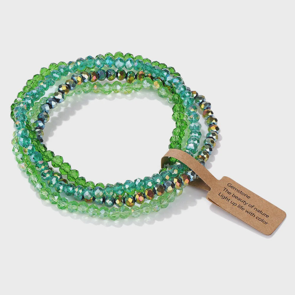Set van 4 Kristallen Kralen Armbanden - Kleurrijk & Elegant
