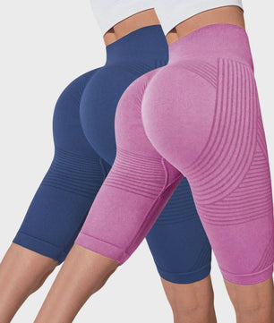 2-Pack Seamless High-Waisted Yoga Shorts met Push-Up Effect - Perfect voor Fitness & Training