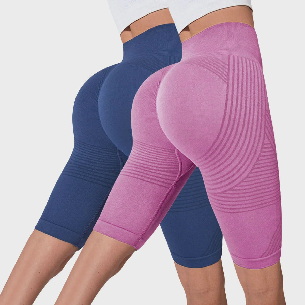 2-Pack Seamless High-Waisted Yoga Shorts met Push-Up Effect - Perfect voor Fitness & Training