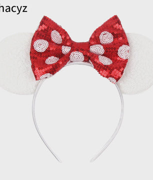 Chique Sequin Mickey Oortjes Diadeem met Strik - Feestelijk Haaraccessoire voor Kinderen & Dames