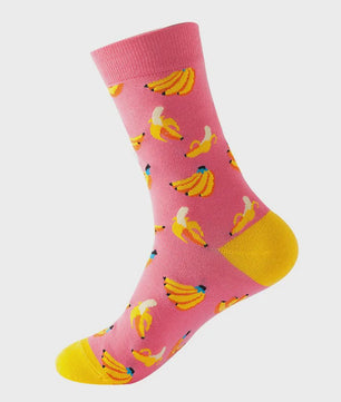 Unisex Katoenen Sokken met Vrolijke Fruit, Dieren & Kunst Prints - Hip Hop & Skateboard Stijl