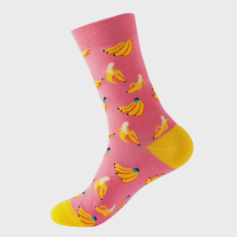 Unisex Katoenen Sokken met Vrolijke Fruit, Dieren & Kunst Prints - Hip Hop & Skateboard Stijl