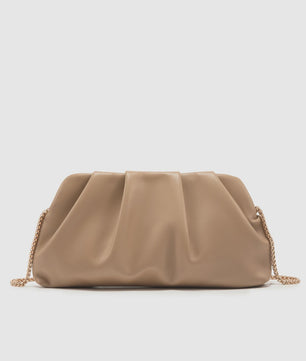 Luxe Plissé Avondtas met Gouden Ketting - Clutch & Schoudertas voor Feestelijke Gelegenheden