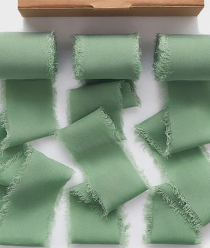 Handgemaakte Satijn Chiffon Lint Set - 3 Rollen van 5m met Rafeleffect voor Bruiloft, Cadeau & DIY Decoratie