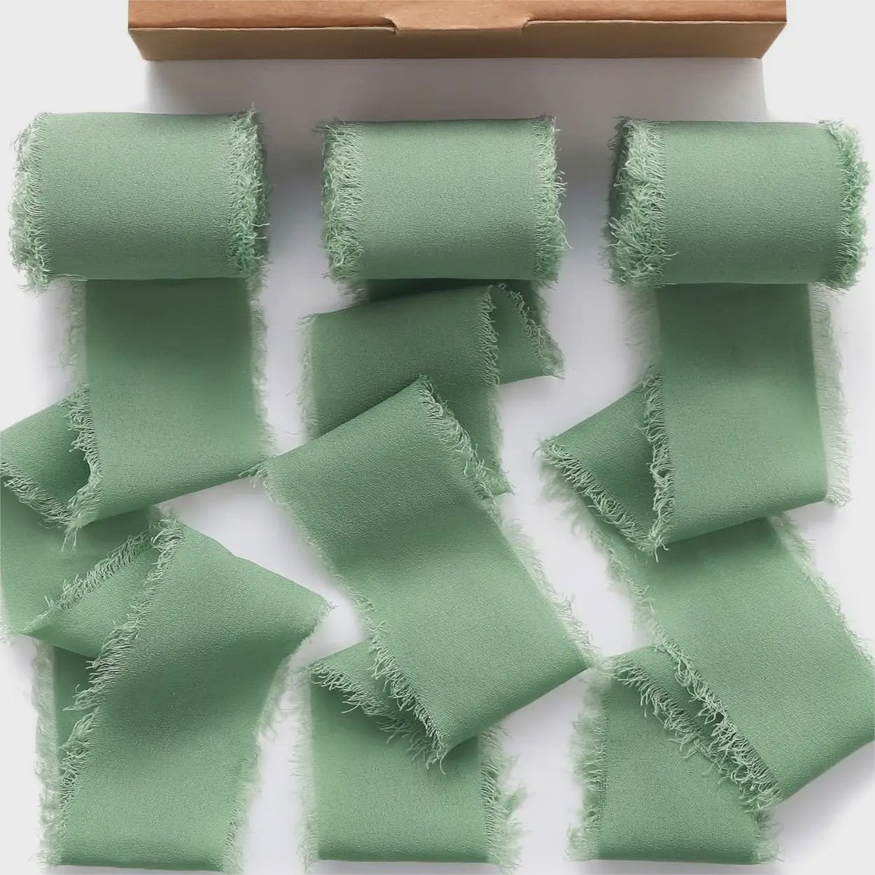 Handgemaakte Satijn Chiffon Lint Set - 3 Rollen van 5m met Rafeleffect voor Bruiloft, Cadeau & DIY Decoratie
