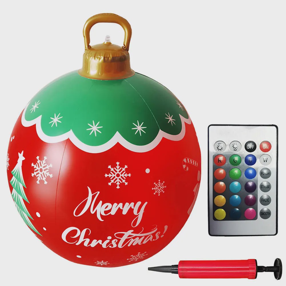 24 Inch Opblaasbare Kerstbal met LED Verlichting - XL Tuindecoratie