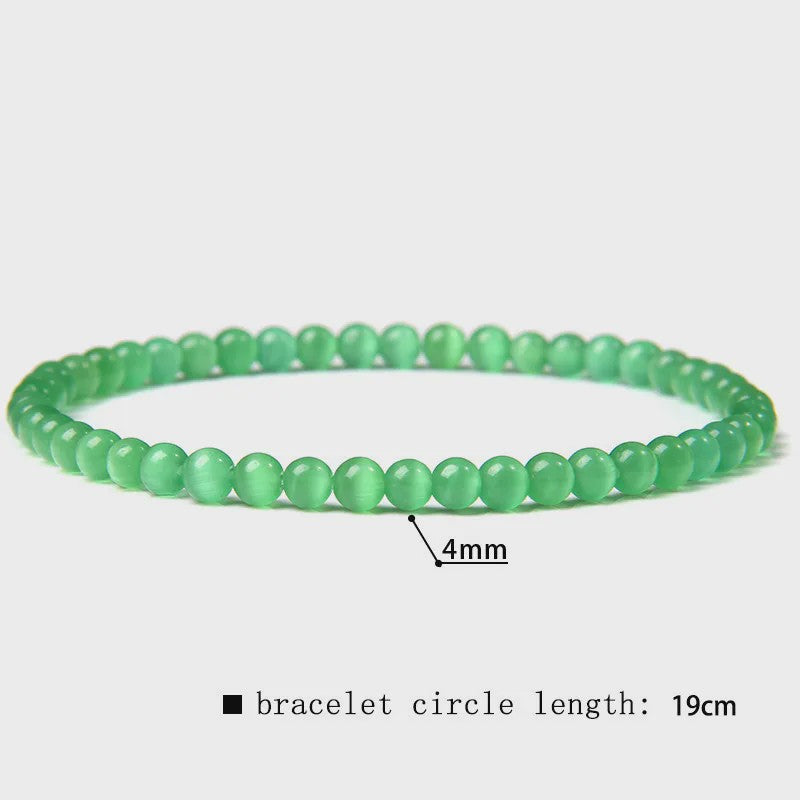 Natuursteen Armband met Kwarts, Kattenoog, Jades & Aquamarijn Kralen - Stretch Bangle voor Dames & Heren