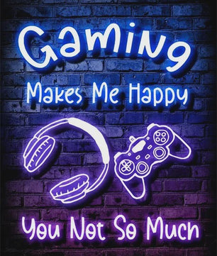 Gaming Neon Canvas Poster: Eat Sleep Game Repeat - Decoratie voor Gamer Kamer