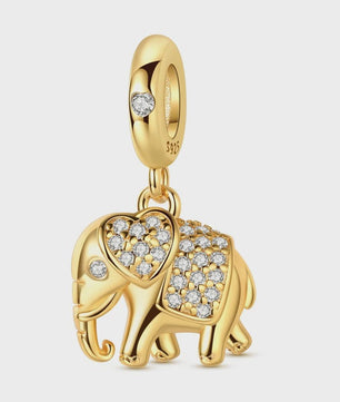 925 Sterling Zilveren Bedel: Gouden Strik met Roze Hart & Kruis met Oog van Horus