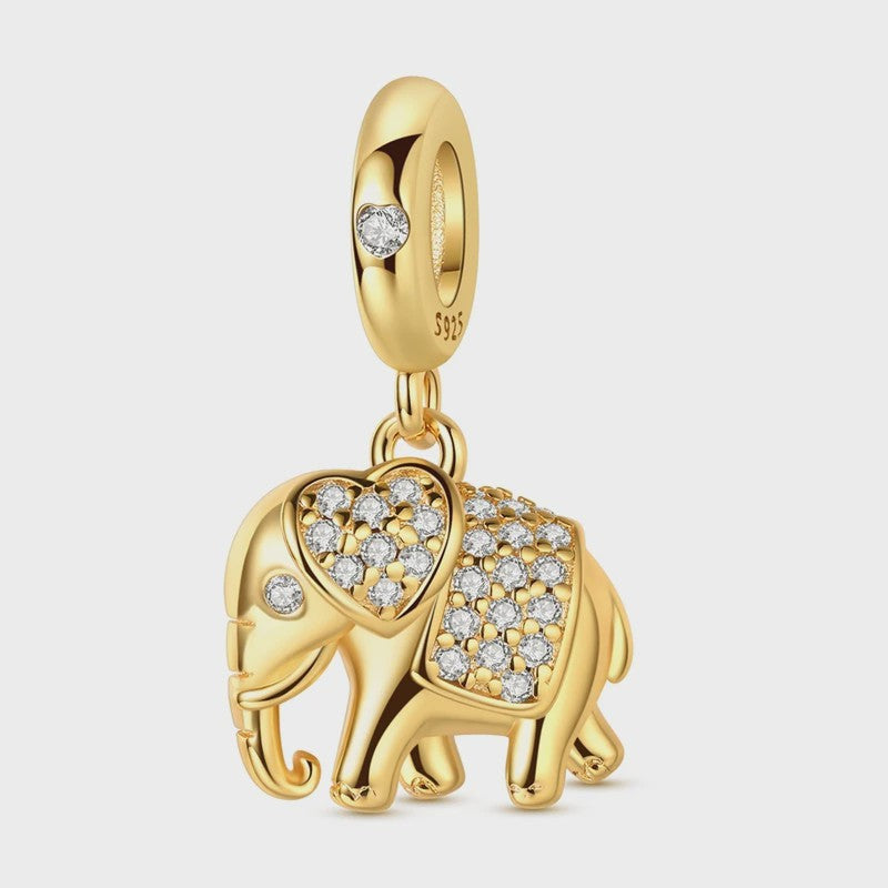 925 Sterling Zilveren Bedel: Gouden Strik met Roze Hart & Kruis met Oog van Horus