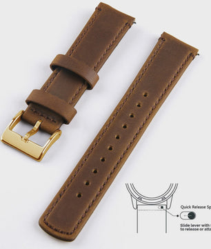 Top Grain Echt Lederen Horlogeband - 20mm/22mm Quick Release - Voor Heren, Dames & Samsung Galaxy Watch