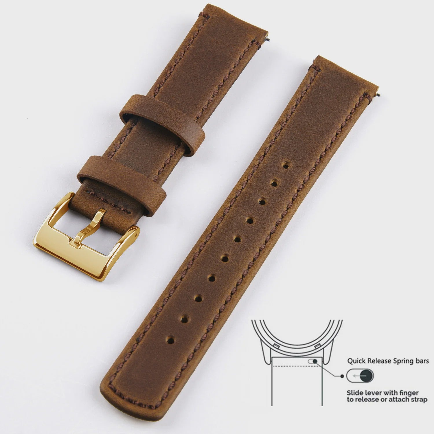 Top Grain Echt Lederen Horlogeband - 20mm/22mm Quick Release - Voor Heren, Dames & Samsung Galaxy Watch