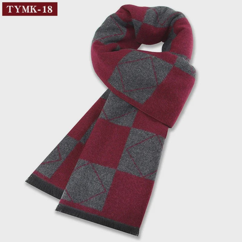 Luxe Heren Sjaal - Warme Wol & Kasjmier - Winter Ruitpatroon