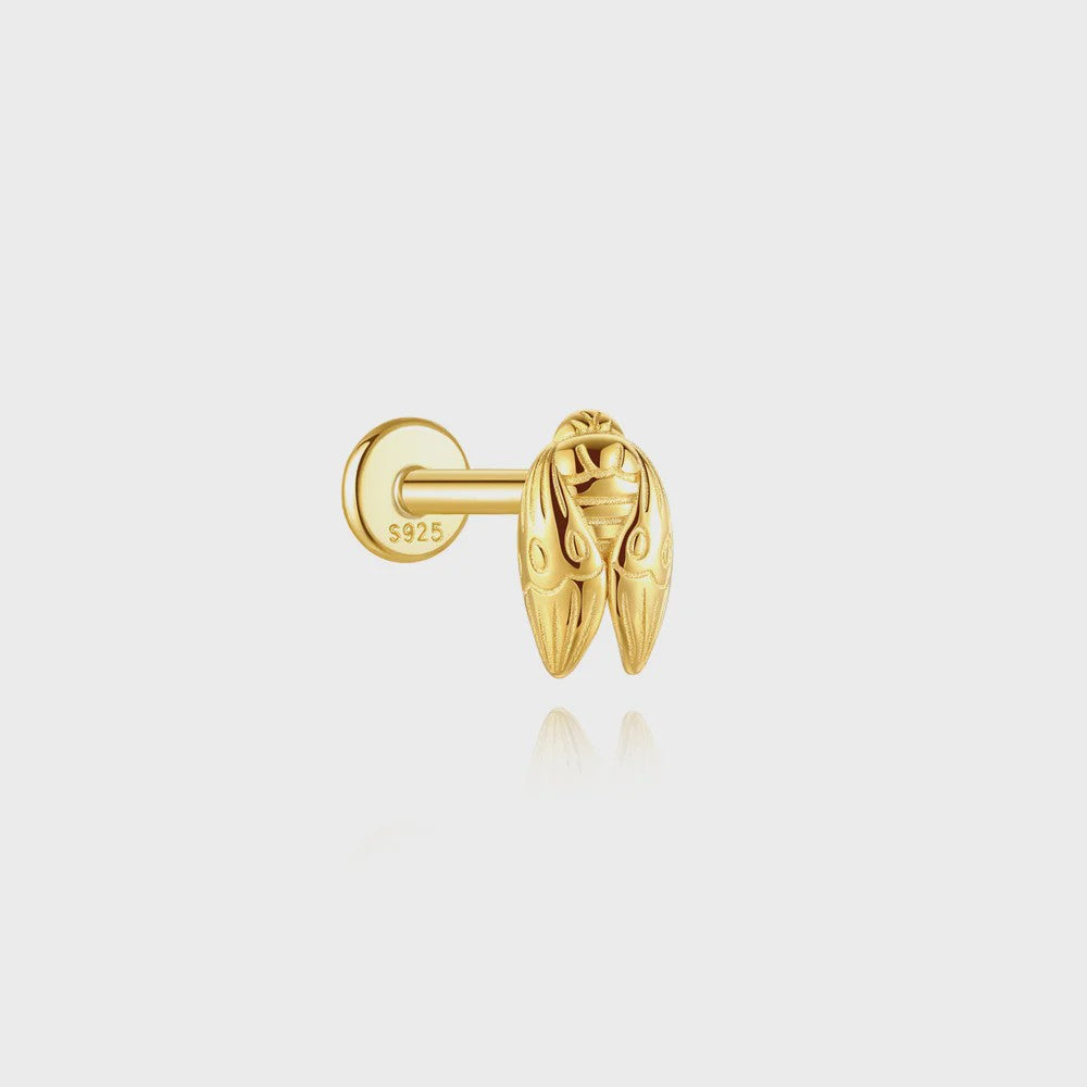 925 Sterling Zilveren Kolibrie Oorbellen Dames - 18K Goudkleurig Platte Achterkant Studs