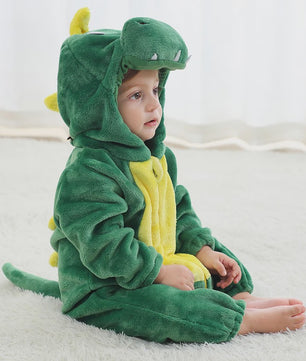 Baby Romper Dierenkostuum Kigurumi - Zacht Flanellen Jumpsuit voor Jongens & Meisjes