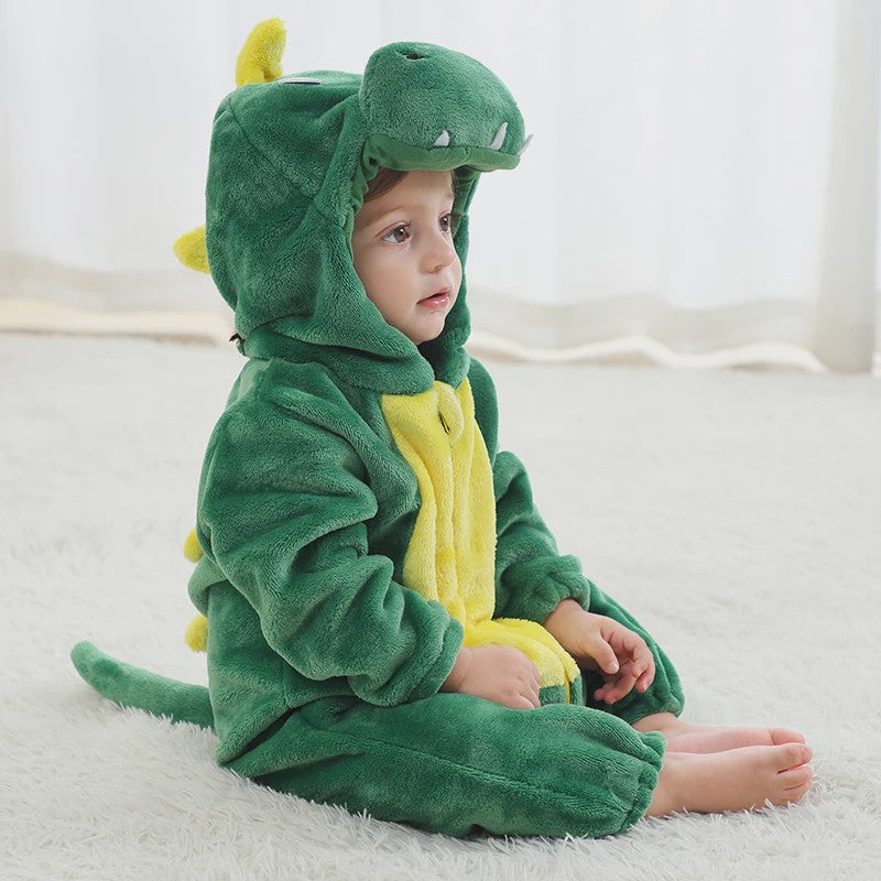 Baby Romper Dierenkostuum Kigurumi - Zacht Flanellen Jumpsuit voor Jongens & Meisjes