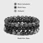 Set van 3 Natuursteen Armbanden: Rozenkwarts, Obsidiaan & Tijgeroog