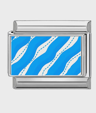 Modulaire RVS Bedel Links - Italiaanse Charm Collectie - Blue Series
