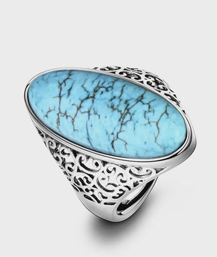 S925 Zilveren Ring met Ovaal Natuurlijke Turkoois - Fijne Sieraden voor Dames en Heren