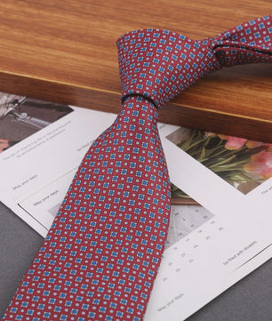 Klassieke Heren Strikdas - Imitatie Zijde met Polka Dot & Bloemendessin