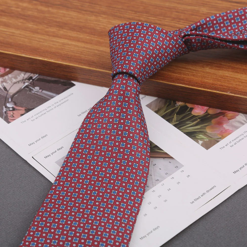Klassieke Heren Strikdas - Imitatie Zijde met Polka Dot & Bloemendessin
