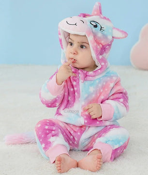 Baby Romper Dierenkostuum Kigurumi - Zacht Flanellen Jumpsuit voor Jongens & Meisjes