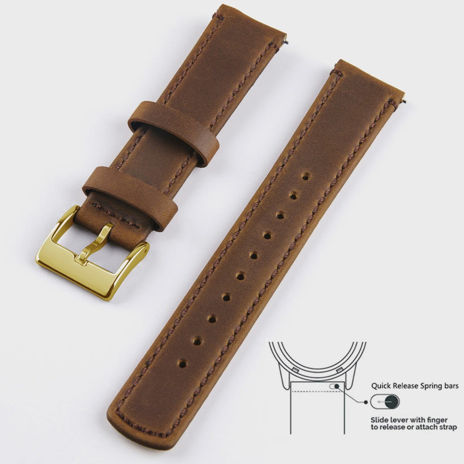 Top Grain Echt Lederen Horlogeband - 20mm/22mm Quick Release - Voor Heren, Dames & Samsung Galaxy Watch